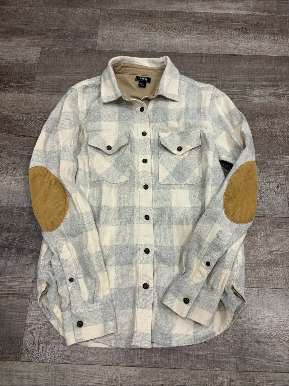 Roots Cream and Tan Plaid Button-Up Shirt